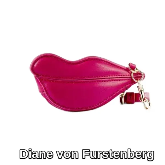 Diane von Furstenberg Pink Lip Shaped Coin Purse/Pouch - Picture 1 of 14